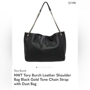 NWT Tory Burch Black Leather Chain Shoulder Bag